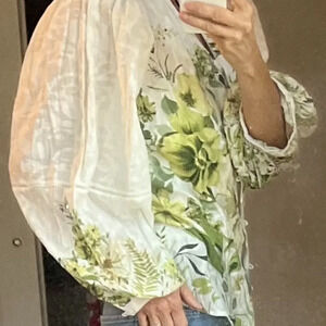 NWT Anthropologie Floral Blouse with Statement Sleeves